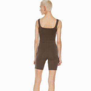 Aritzia Babaton Contour Squareneck Romper in Coffee Bean